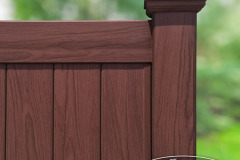 Illusions Rosewood PVC Vinyl Privacy Fence Panels look like stained rosewood fence without the maintenance. The most authentic looking vinyl woodgrain fence in the world. #vinylfence #woodgrain #cedarfence #woodfence #fenceideas #illusionsfence #privacyfence #privacy #backyardideas #curbappeal #homeideas #landscaping #landscapingideas #longisland #longislandny #connecticut #newyork #rhodeisland #newjersey #pennsylvania